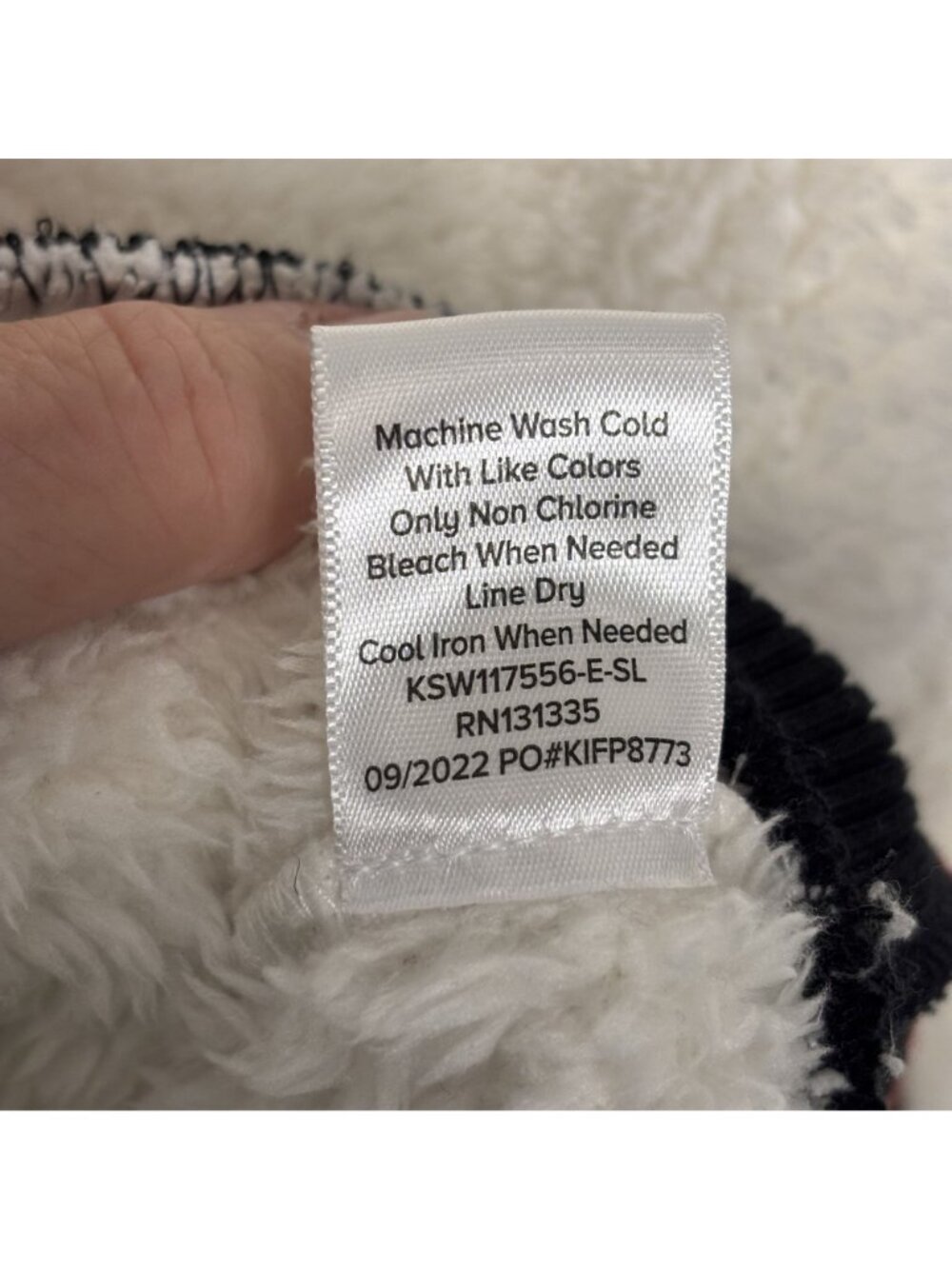 Evereve Off White Varsity Teddy Knit Pullover With Striped Red and Black Trim - Picture 6 of 8
